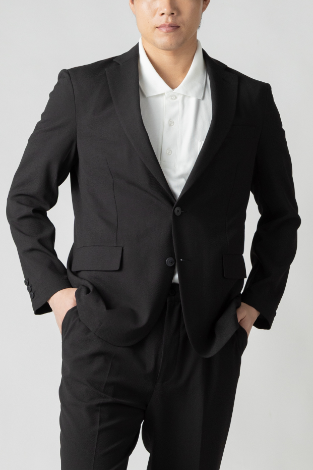 COOLLIST清涼 ヘリンボーン ストレッチ ジャケット azs26181-sj